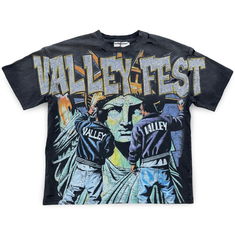 Vale Forever Bling Graffiti Tee Washed Black Apparel