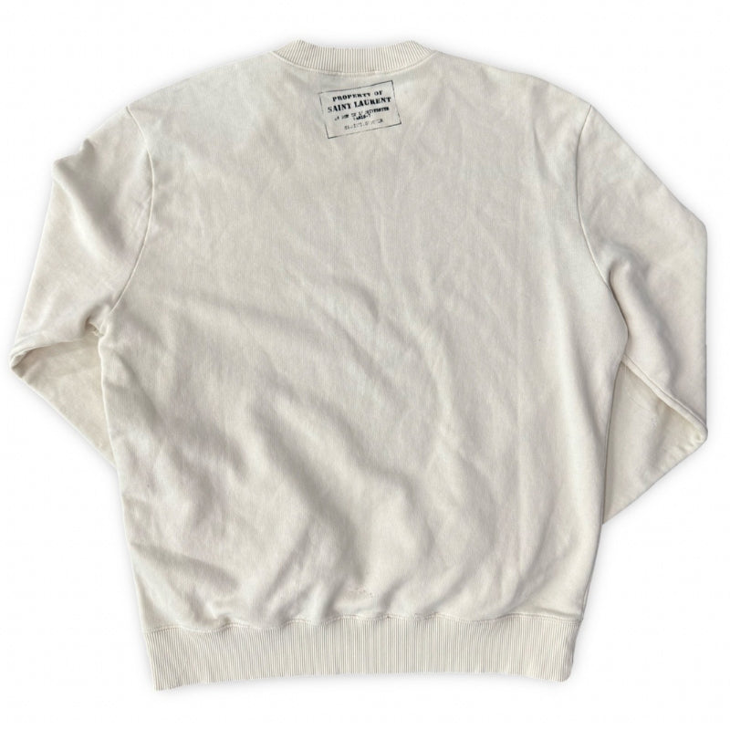Saint Laurent Distressed Crewneck Cream Apparel