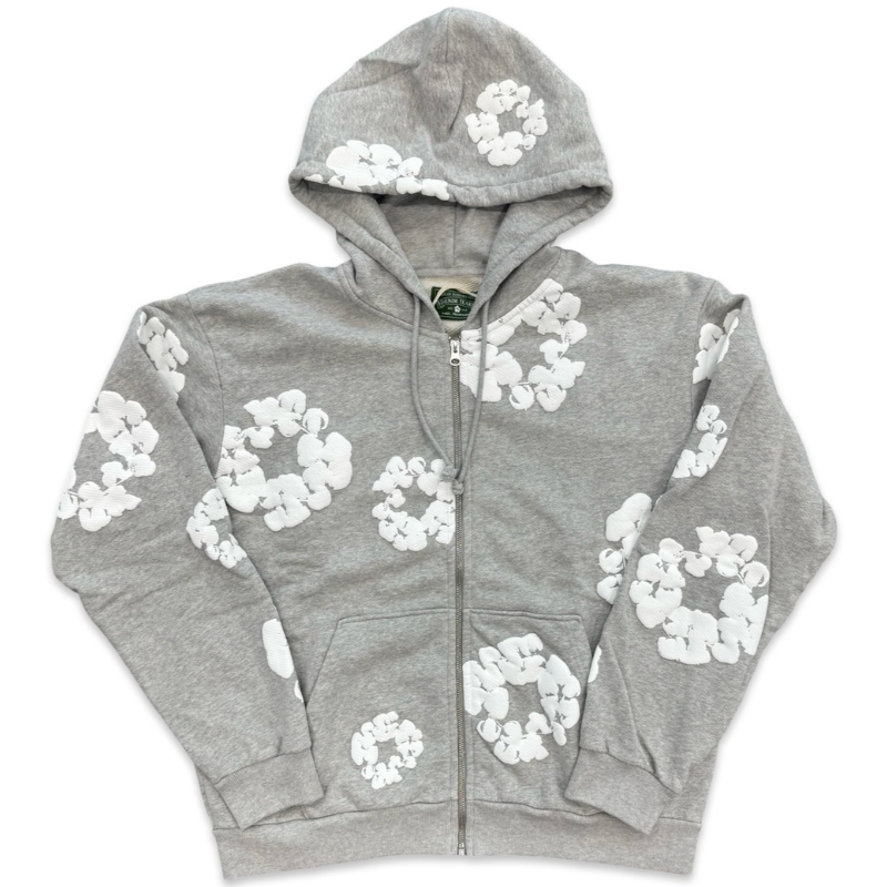 Denim Tears Cotton Wreath Zip Sweatshirt Grey Apparel