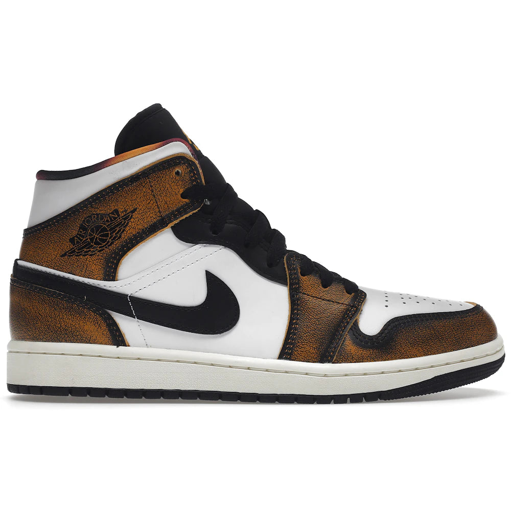 Jordan 1 Mid SE Orange Wear Away Sneakers