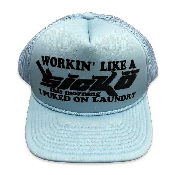 Sicko Born From Pain Laundry Trucker Hat Blue/Black Hats