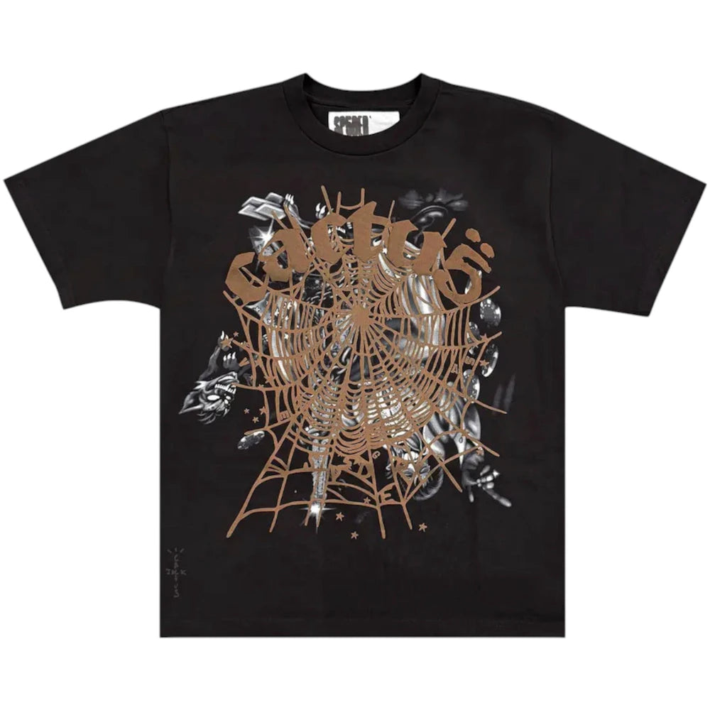Sp5der x Travis Scott Cactus Jack Airbrush T-shirt Black Apparel