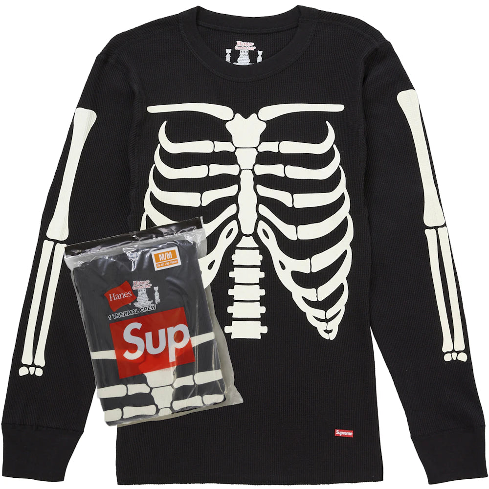 Supreme Hanes Bones Thermal Crew FW25 (1 Pack) Black Apparel
