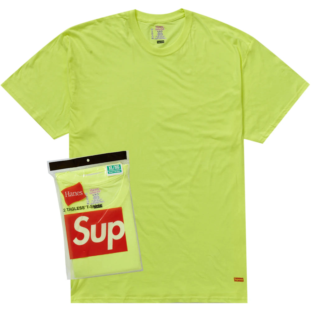Supreme Hanes Tagless Tees (2 Pack) Flourescent Yellow Accessories