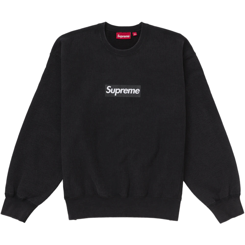 Supreme Washed Box Logo Crewneck Black Apparel