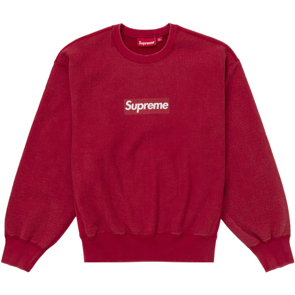 Supreme Washed Box Logo Crewneck Red Apparel