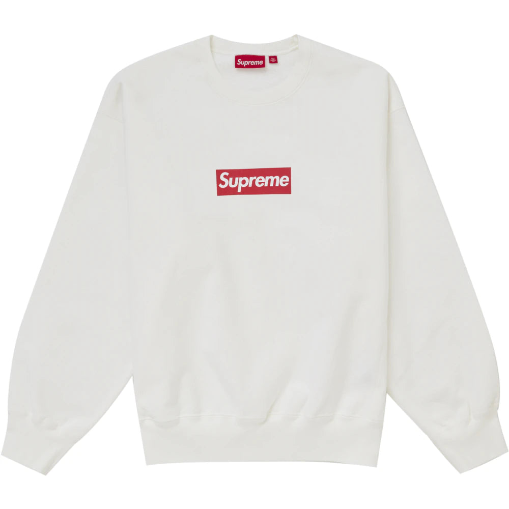 Supreme Washed Box Logo Crewneck White Apparel