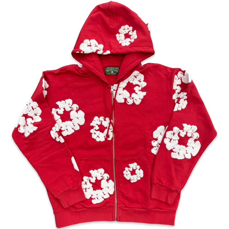 Denim Tears Cotton Wreath Zip Sweatshirt Red Apparel