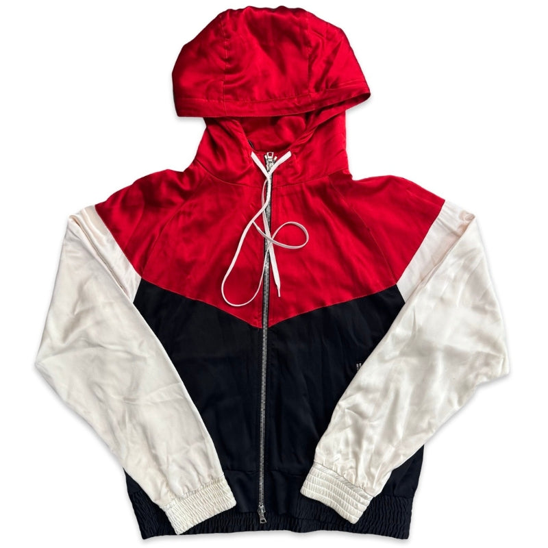 AMIRI Silk Colorblock Pattern Hoodie Red/Black Apparel