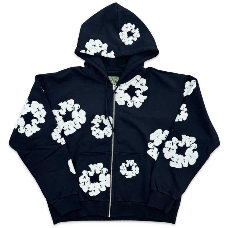Denim Tears Cotton Wreath Zip Sweatshirt Black Apparel