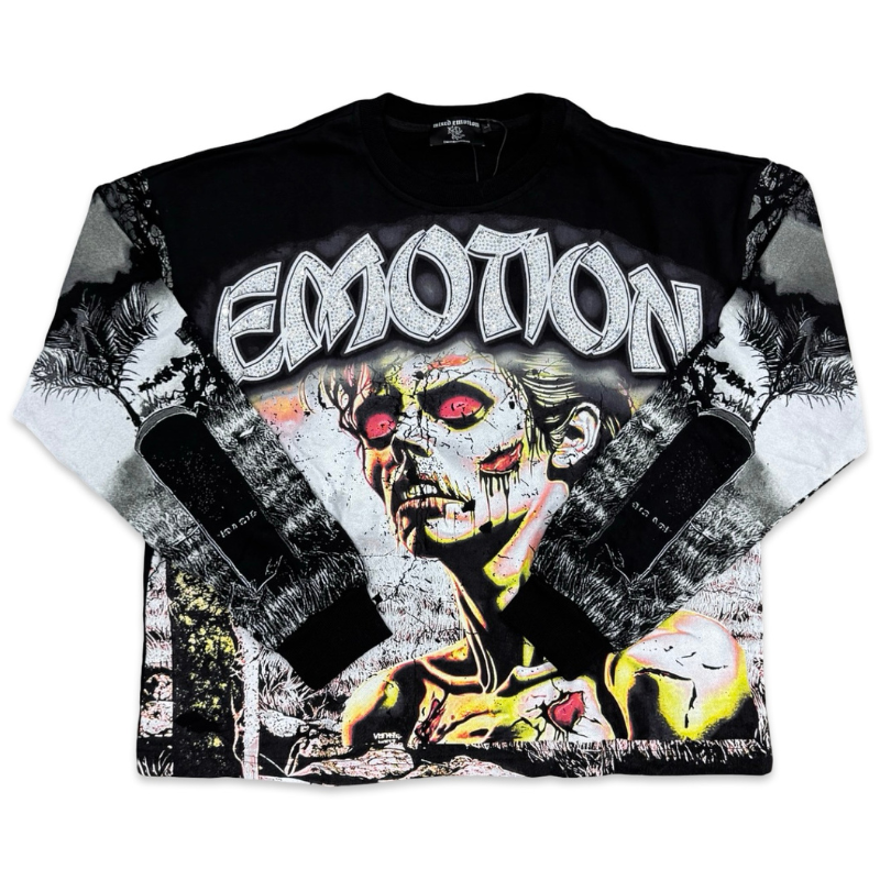 Mixed Emotion Tombstone Long Sleeve Tee Black Apparel