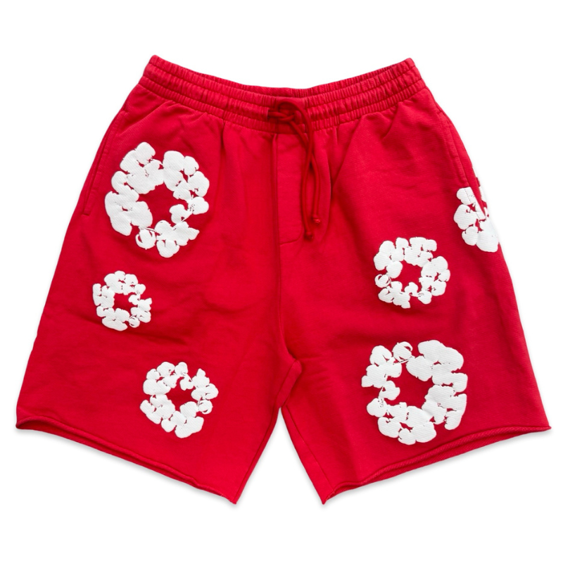 Denim Tears Cotton Wreath Shorts Red Apparel