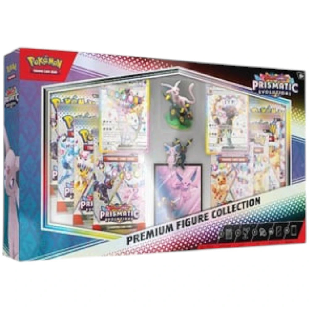 2025 Pokémon Prismatic Evolutions Premium Figure Collection Box Trading Cards