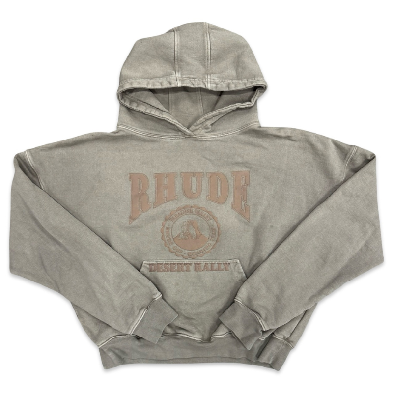 Rhude Cropped Desert Valley Hooded Sweatshirt Tan Apparel