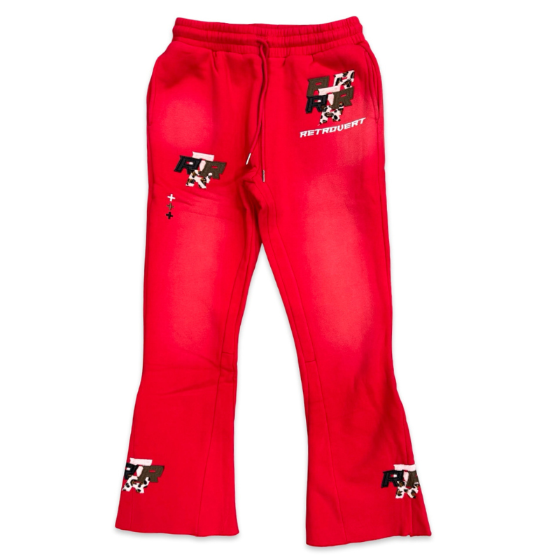 Retrovert Patch Flare Sweatpants Red Apparel