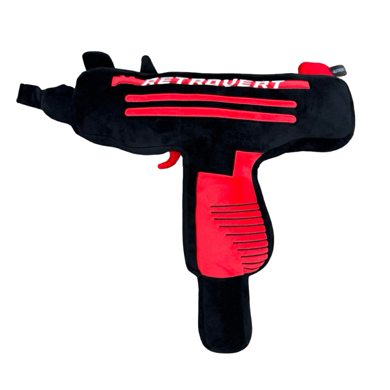 Retrovert Uzi Gun Pillow Black Red Accessories
