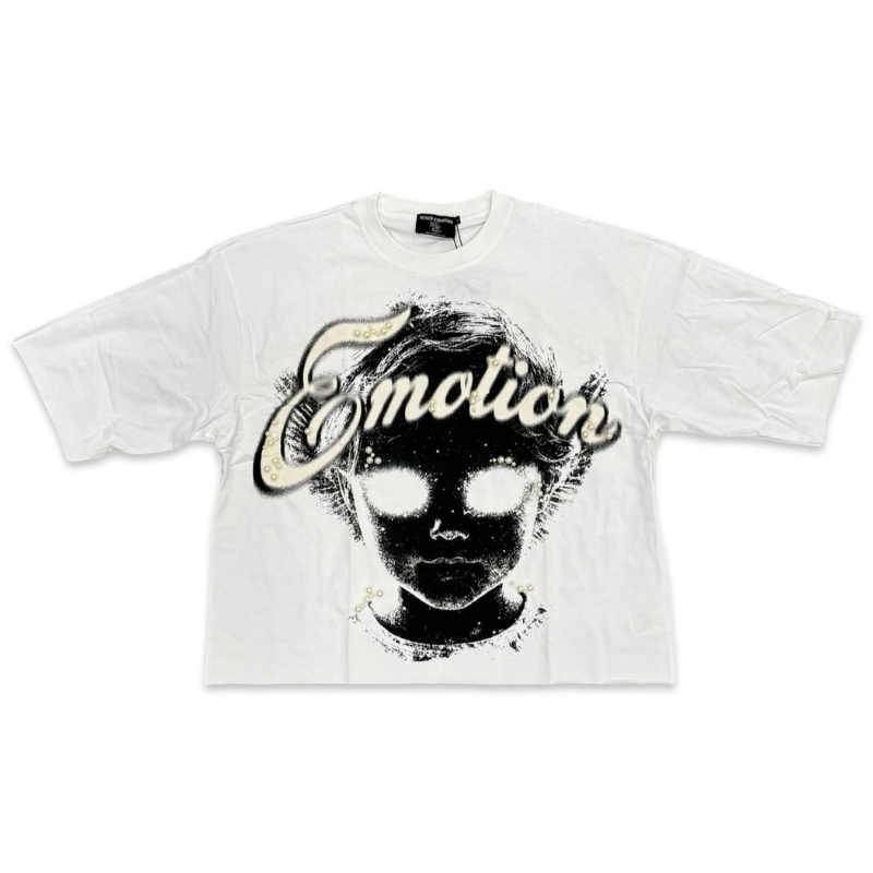 Mixed Emotions Pearl Cropped Tee White Apparel