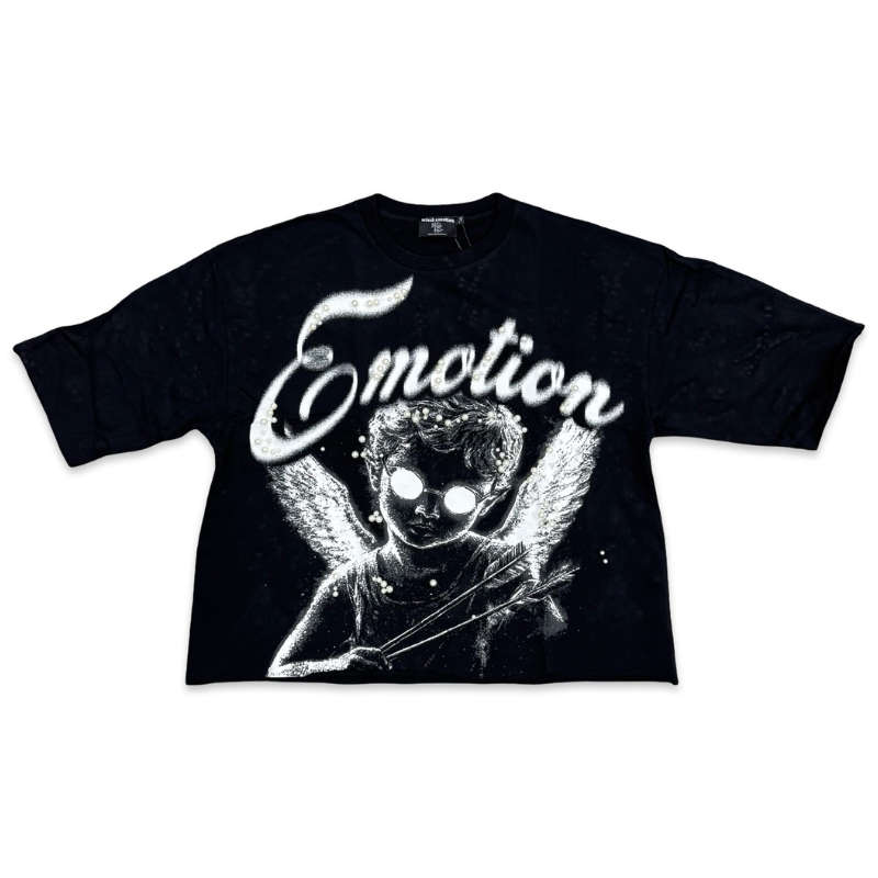 Mixed Emotions Pearl Cropped Tee Black Apparel
