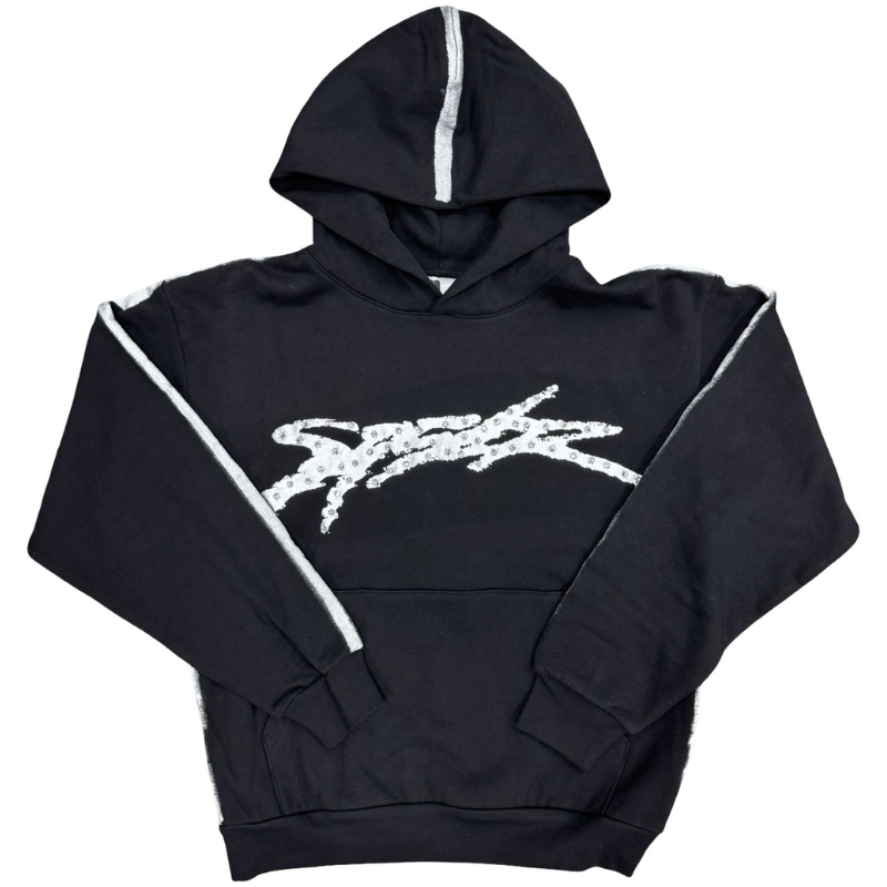 Sp5der STARZ Worldwide Rhinestone Hoodie Black Apparel