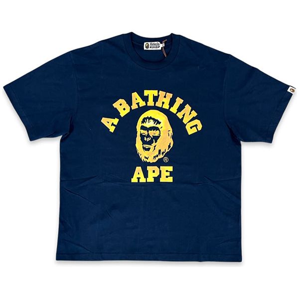 BAPE A Bathing Ape Logo T-shirt Navy adidas leistung 2 white pages border big