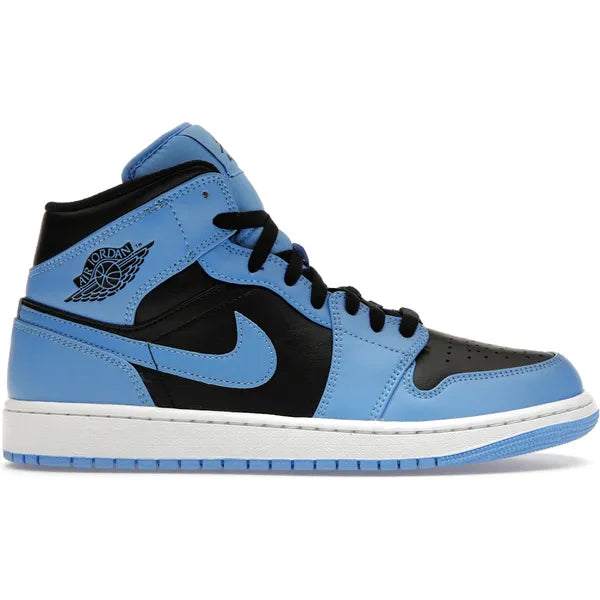Jordan 1 Mid University Blue Black Sneakers