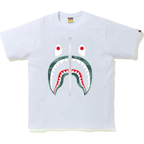 BAPE Color Camo Shark Tee White Green Cheap Everlastsiding Jordan Outlet