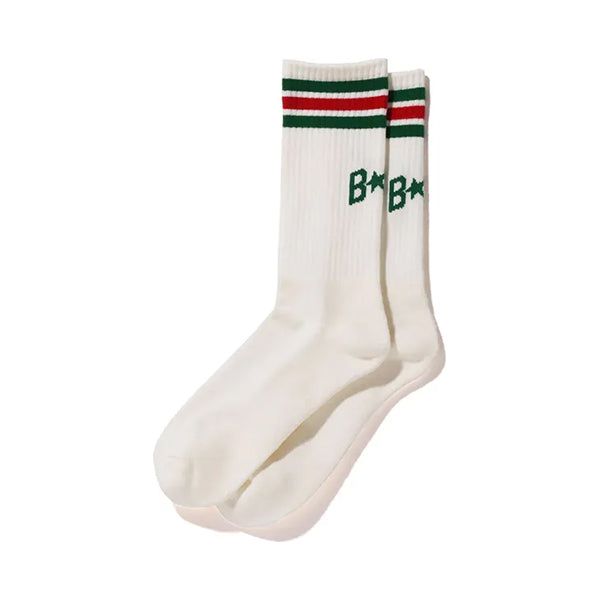 BAPE Sta Line Socks White/Green Accessories