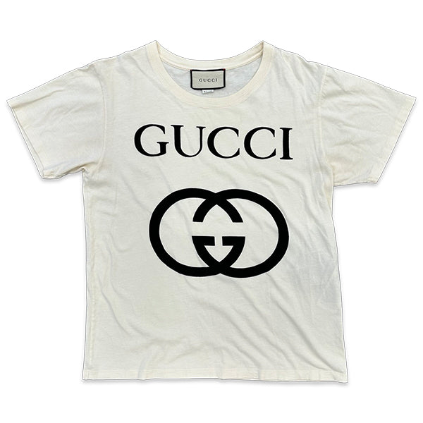 Gucci Oversized Interlocking Logo Off White Shirts & Tops