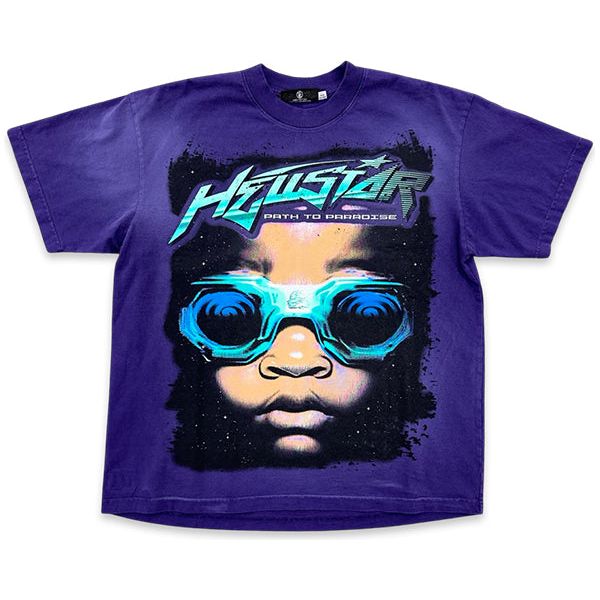 Hellstar Goggles T-Shirt Purple K Way Kids TEEN logo-patch hooded jacket Violett