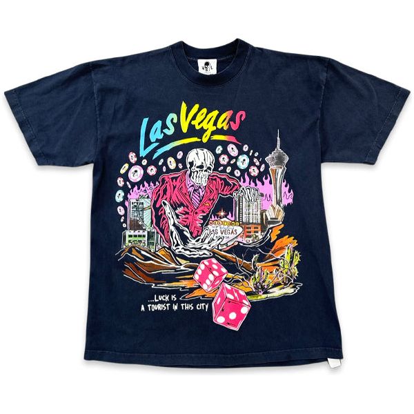 Warren Lotas Las Vegas Luck Is A Tourist In The Sky T-Shirt Black Night of the Butcher Rated X T-shirt White