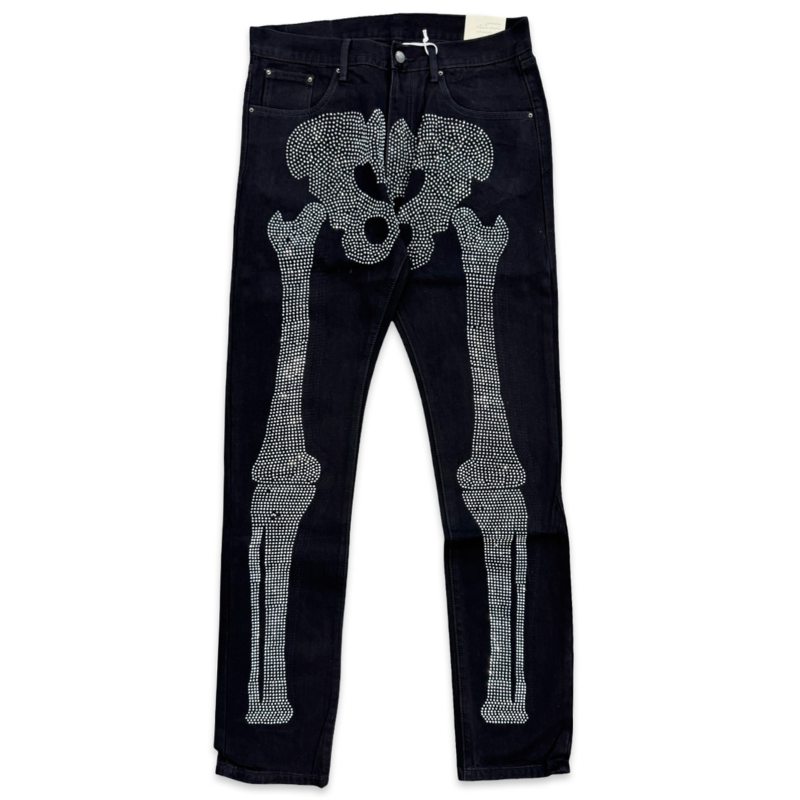 MNML Skeleton Rheinstone Denim Jeans Black – Sole By Style MNML Skeleton Rheinstone Denim Jeans Black – Sole By Style