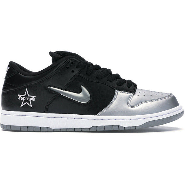 Nike SB Dunk Low Supreme Jewel Swoosh Silver Shoes