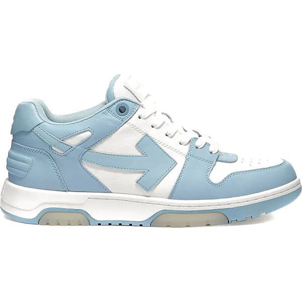 OFF-WHITE OOO Low Out Of Office Calf Leather White Light Blue Shoes