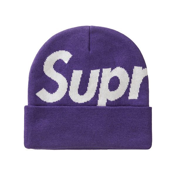Supreme Big Logo Beanie (FW23) Dark Purple Hats