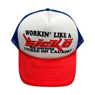 Sicko Born From Pain Laundry Trucker Hat Red/White/Blue Hats