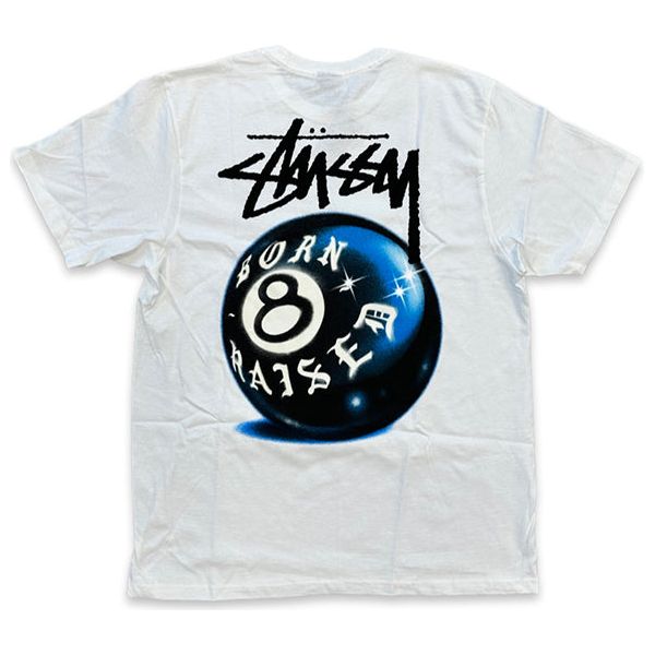Stussy x Born x Raised 8 Ball Tee White Shirts & Tops