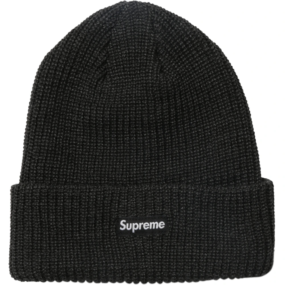 Supreme Heather Loose Gauge Beanie Heather Black Accessories