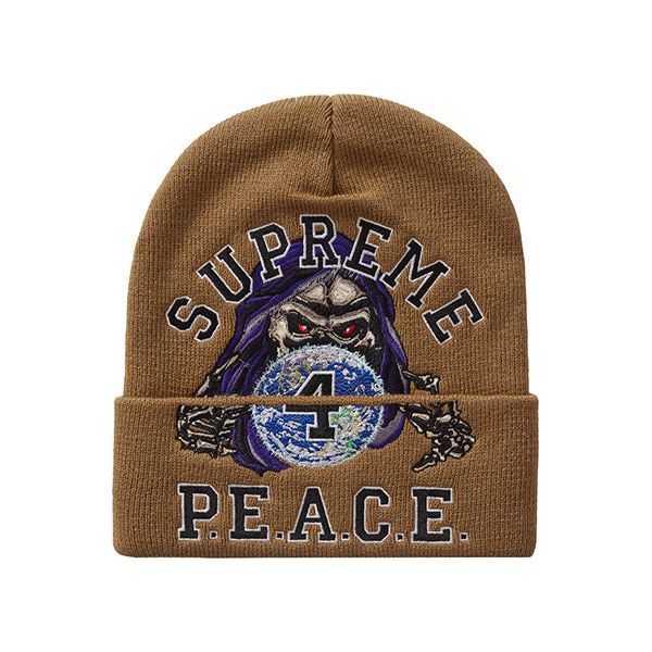 Supreme Peace Embroidered Beanie Tan Hats