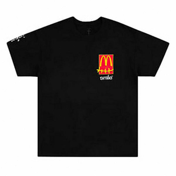 Travis Scott x McDonald's Smile T-Shirt Black Cactus Jack For Fragment Logo L/S T-Shirt Washed Black