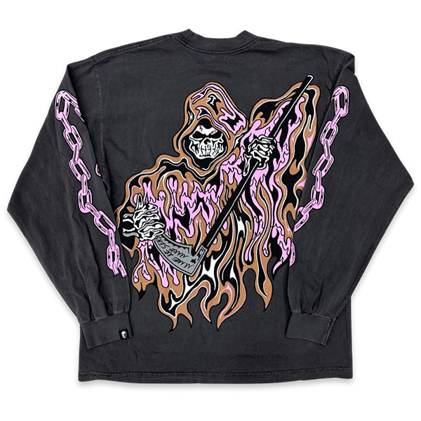 Warren Lotas Chainlink Reaper Longsleeve T-shirt Washed Black F-Gully-Hood-B1 embroidered hoodie
