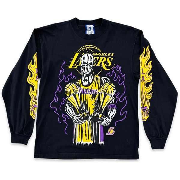 Warren Lotas Los Angeles Lakers Long Sleeve T-Shirt Black Night of the Butcher Rated X T-shirt White