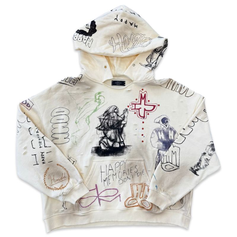 Happy Memories Don't Die (HMDD) Sketch Hoodie Cream Apparel