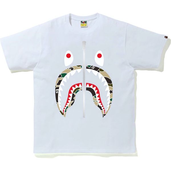 BAPE Sta Camo Shark Tee White/Yellow Shirts & Tops