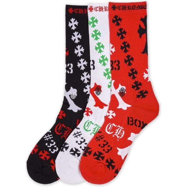 Chrome Hearts Stencil Socks (3 pack) Black/White/Red Accessories