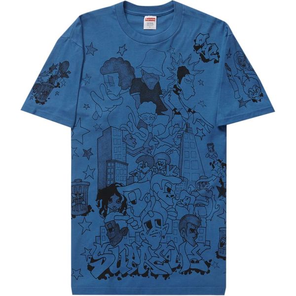 Supreme Downtown Tee Faded Blue Shirts & Tops