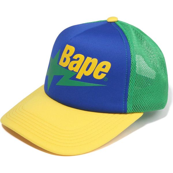 BAPE Sta Mesh Cap Yellow Green Blue Hats