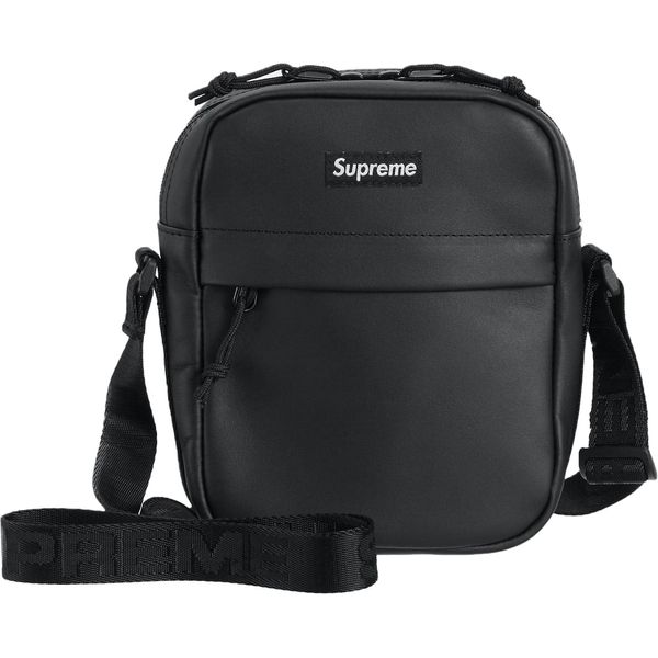 Supreme Leather Shoulder Bag Black streetwear