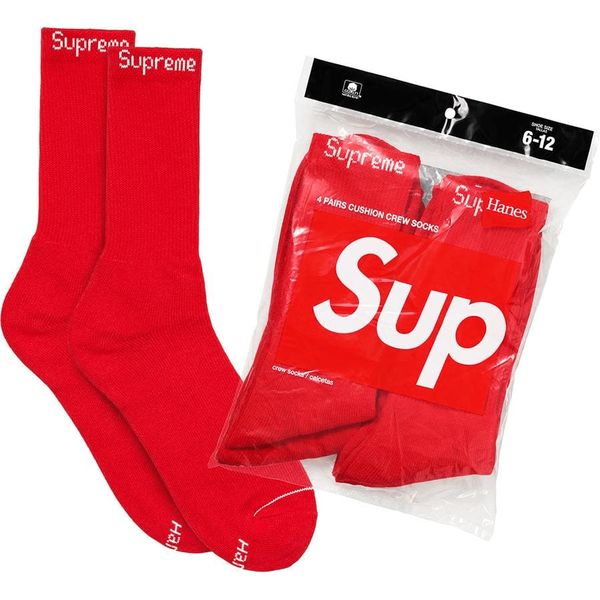 Supreme Hanes Socks (4 Pack) Red Accessories