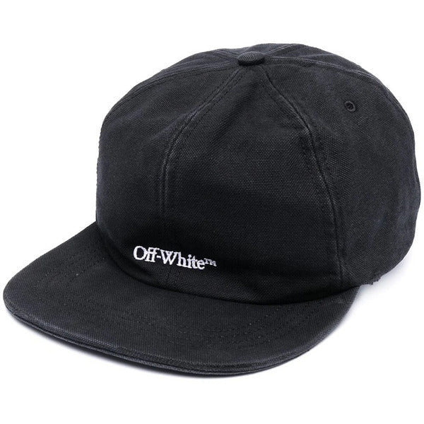 Off-White Bookish Logo Embroidered Baseball Cap Black/White Hats