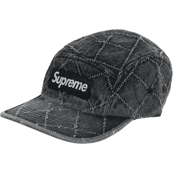 Supreme Punched Denim Camp Cap Black Hats